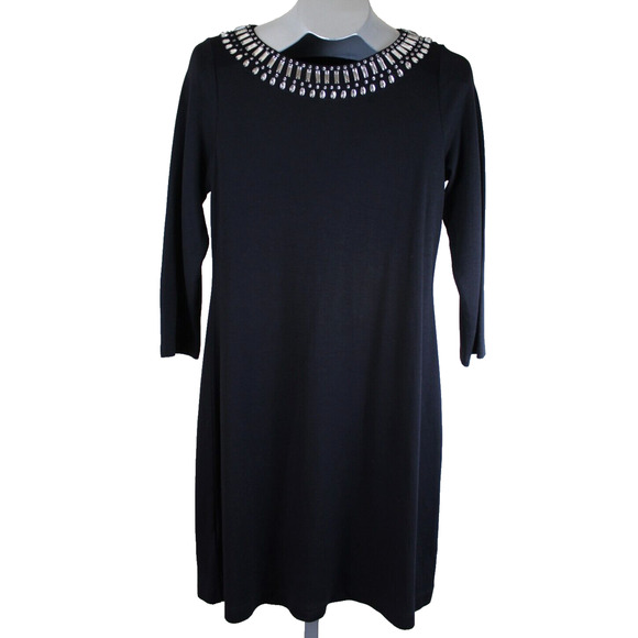 Tommy Bahama Evening Dress Small Black Beaded Jewel Neck Party Cocktail TAGS - Picture 3 of 8